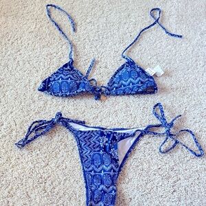 Blue Patterned Bikini Set